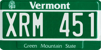 VT license plate XRM451