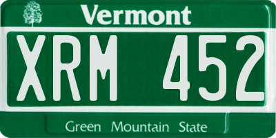 VT license plate XRM452