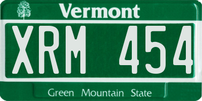 VT license plate XRM454