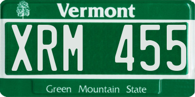 VT license plate XRM455