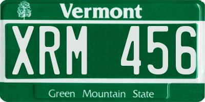 VT license plate XRM456