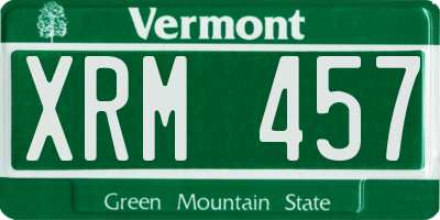 VT license plate XRM457