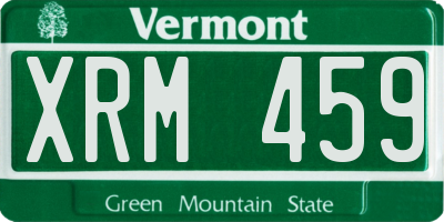 VT license plate XRM459
