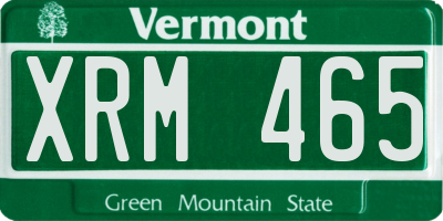 VT license plate XRM465