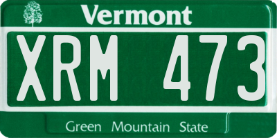 VT license plate XRM473