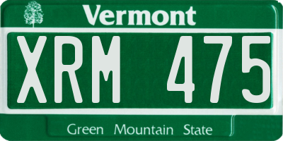 VT license plate XRM475