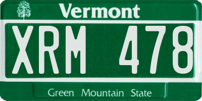 VT license plate XRM478