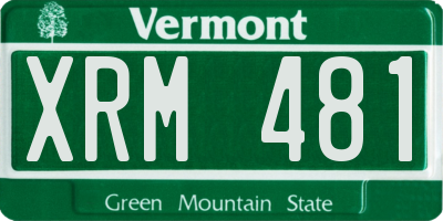 VT license plate XRM481