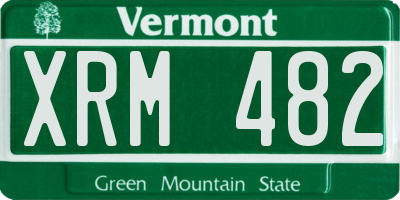 VT license plate XRM482
