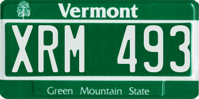VT license plate XRM493