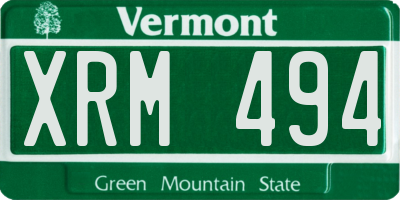 VT license plate XRM494