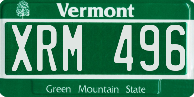VT license plate XRM496