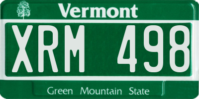 VT license plate XRM498