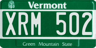 VT license plate XRM502