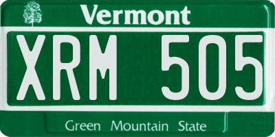 VT license plate XRM505