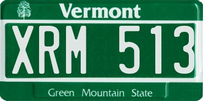 VT license plate XRM513