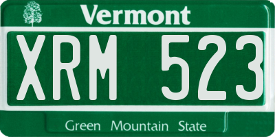 VT license plate XRM523