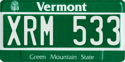 VT license plate XRM533