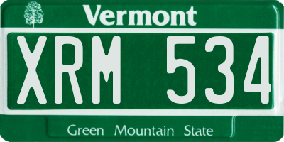 VT license plate XRM534