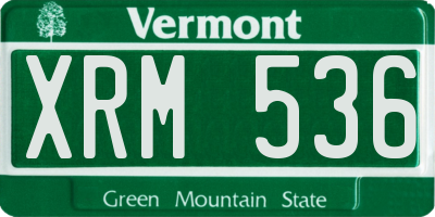 VT license plate XRM536