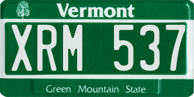 VT license plate XRM537