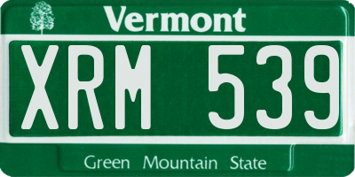 VT license plate XRM539