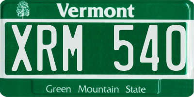 VT license plate XRM540