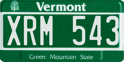 VT license plate XRM543