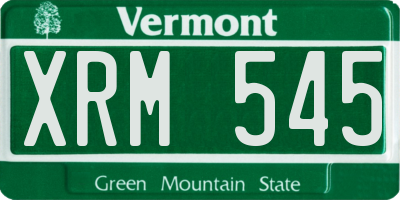 VT license plate XRM545