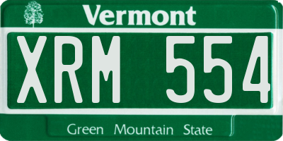 VT license plate XRM554