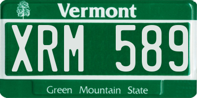 VT license plate XRM589