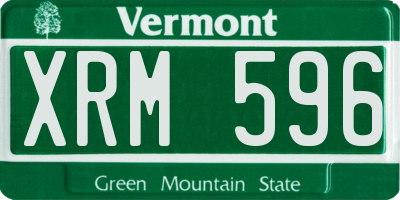 VT license plate XRM596