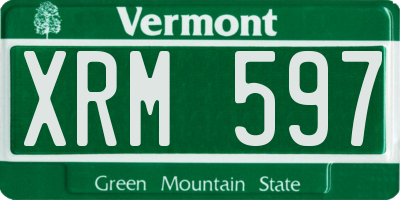 VT license plate XRM597