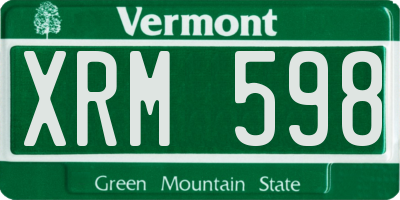 VT license plate XRM598
