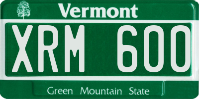 VT license plate XRM600
