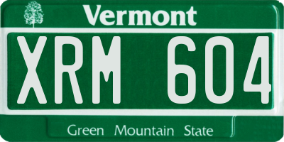 VT license plate XRM604