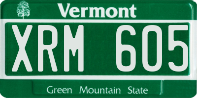 VT license plate XRM605