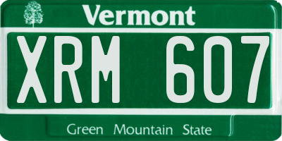 VT license plate XRM607