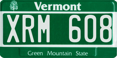 VT license plate XRM608
