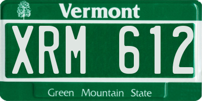 VT license plate XRM612