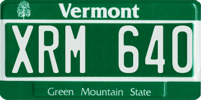 VT license plate XRM640