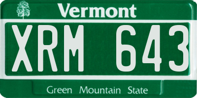 VT license plate XRM643