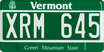 VT license plate XRM645