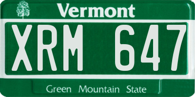 VT license plate XRM647