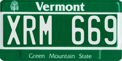 VT license plate XRM669