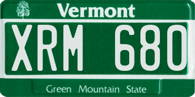 VT license plate XRM680