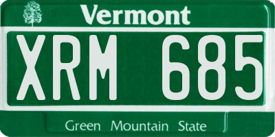 VT license plate XRM685