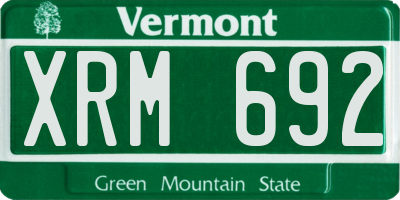 VT license plate XRM692