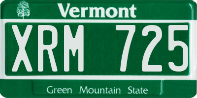 VT license plate XRM725
