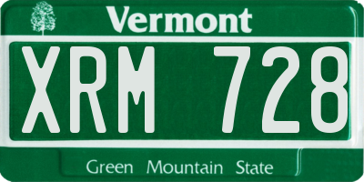 VT license plate XRM728